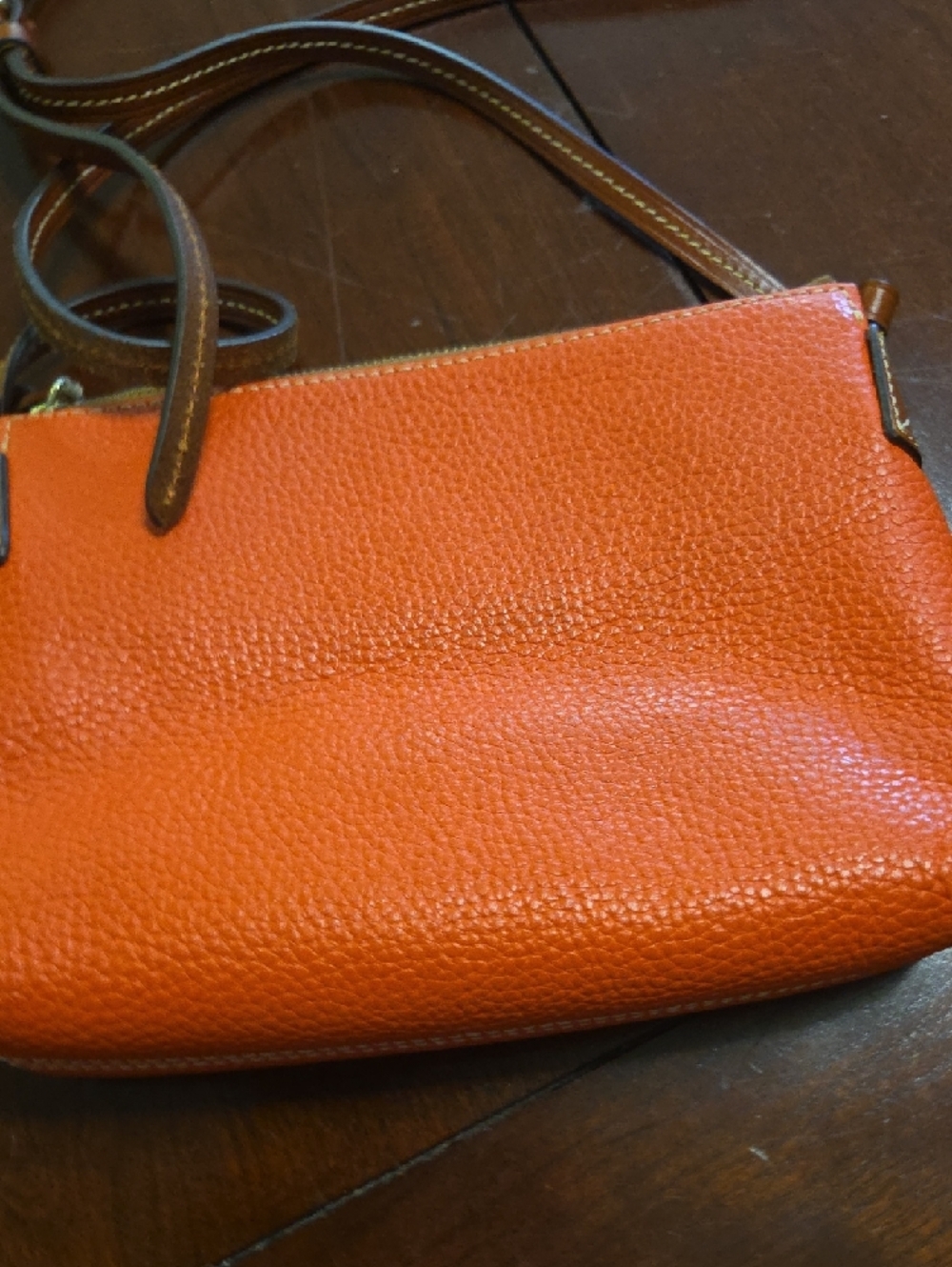 Dooney & Bourke Orange Pebbled Leather Cross Body - Picture 7 of 8